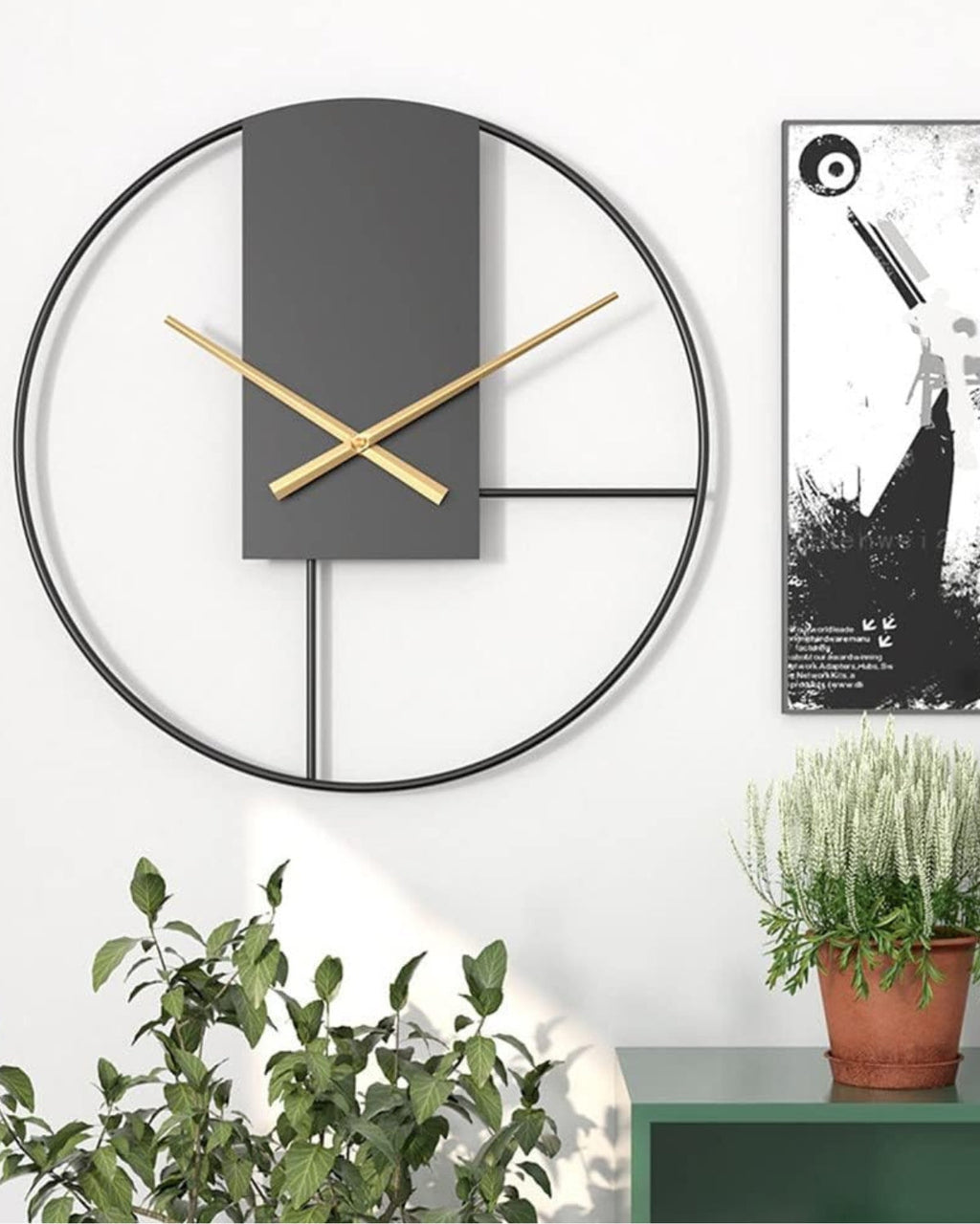 Modern Wall Clock Decor with Black Frame and Gold Hands – 12 Inch Minimalist Design 5