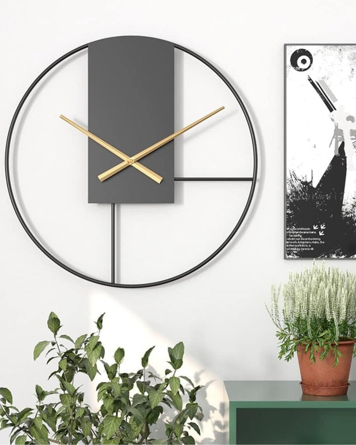 Modern Wall Clock Decor with Black Frame and Gold Hands – 12 Inch Minimalist Design 5