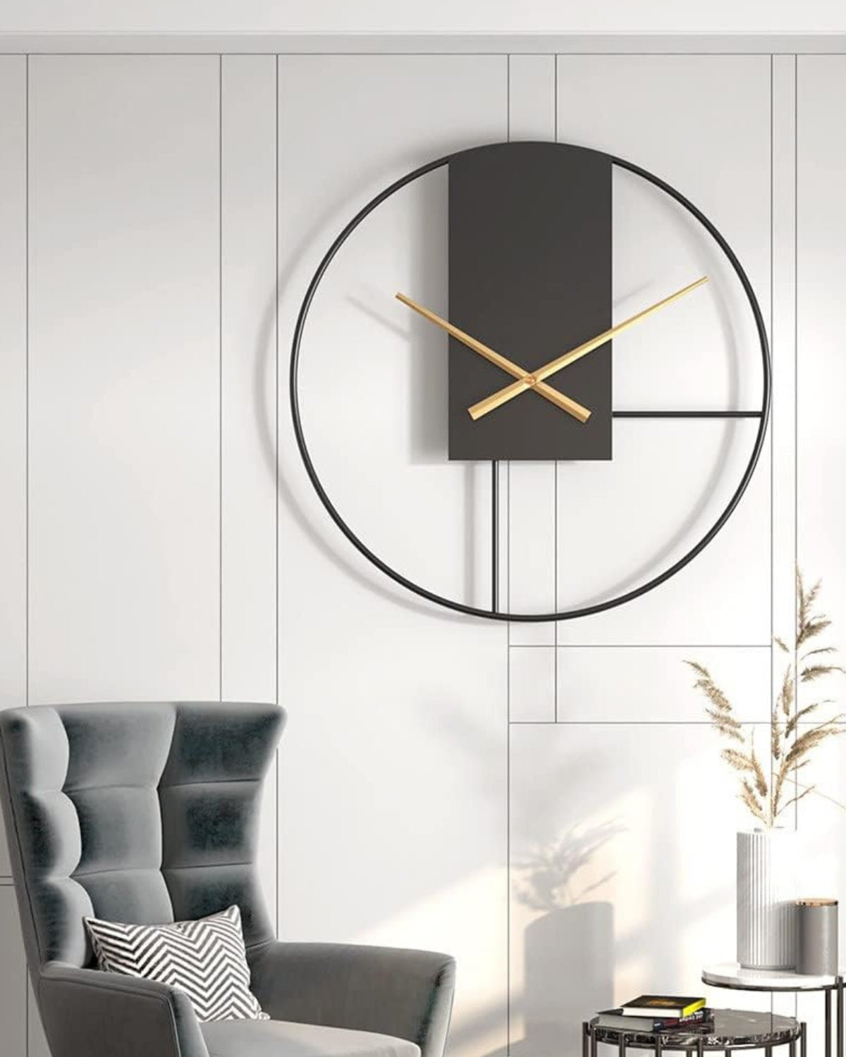 Modern Wall Clock Decor with Black Frame and Gold Hands – 12 Inch Minimalist Design 6