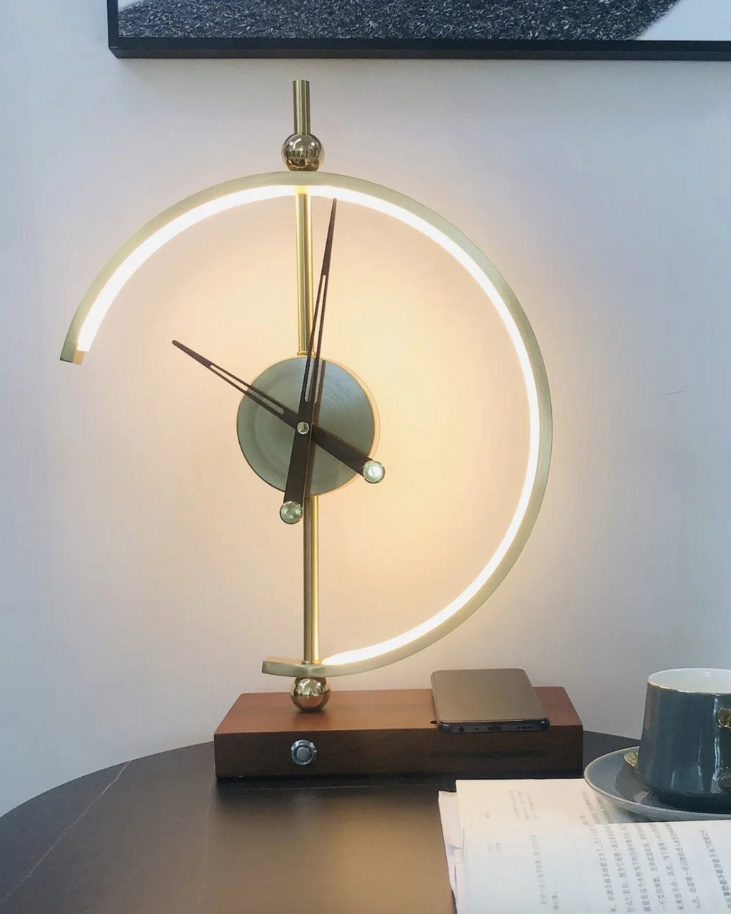 Modern Wall Clock Decor with Brass and Wood Design – Minimalist Silent Timepiece 4