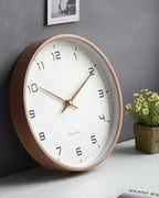 Modern Wall Clock Decor with Natural Wood Frame and Silent Quartz Mechanism - 12 Inch 2