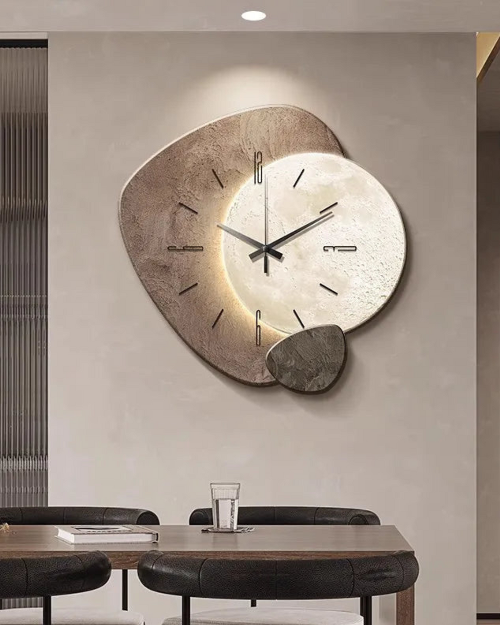 Modern Wall Clock Decor with Unique Moon Design – 12-Inch Lune Aura Clock 5