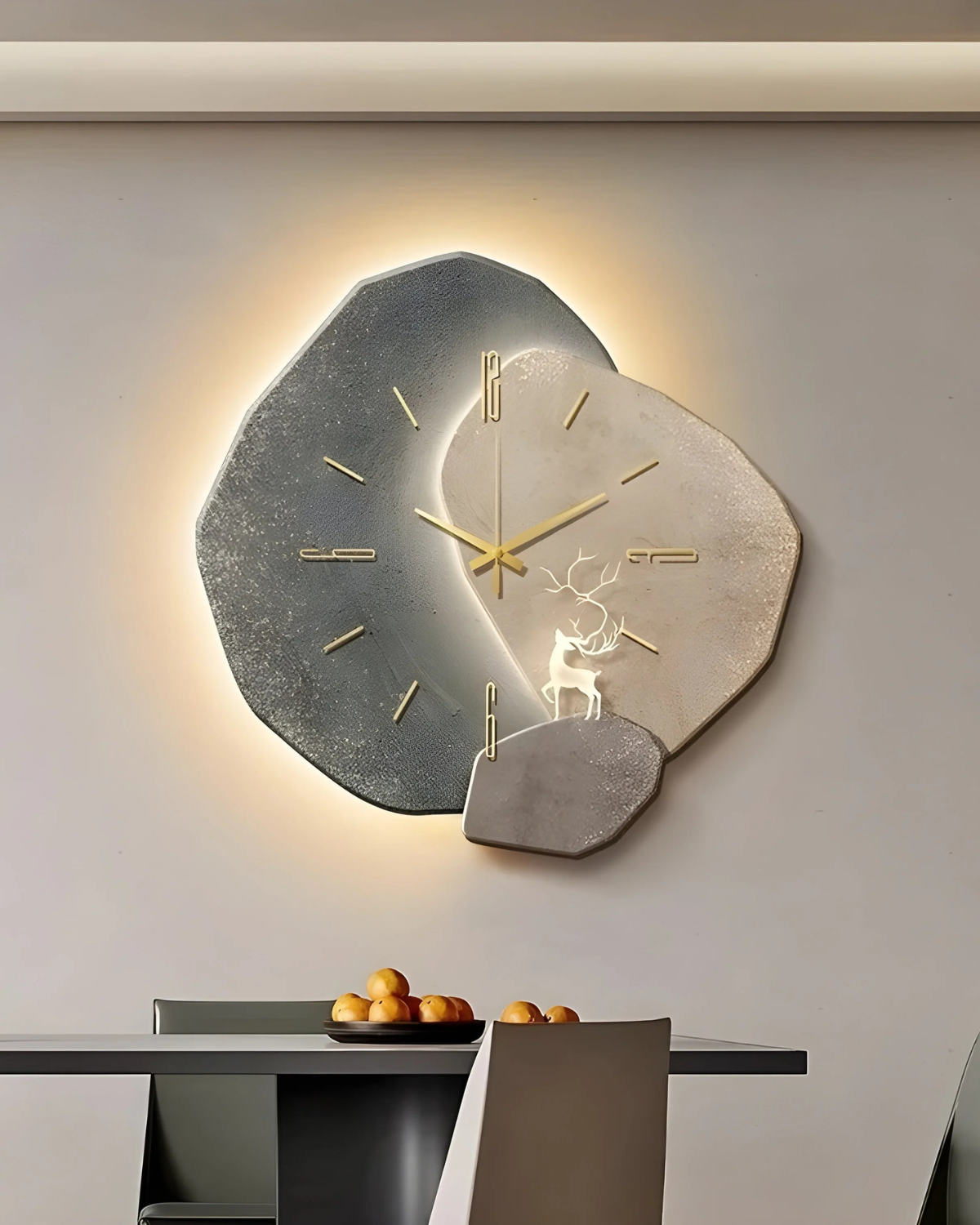 Modern Wall Clock Decor with Unique Moon Design – 12-Inch Lune Aura Clock 8