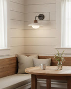 Modern Wall Light with Yellow Travertine Shade and Wood Base - Damp Rated Bathroom Sconce 8