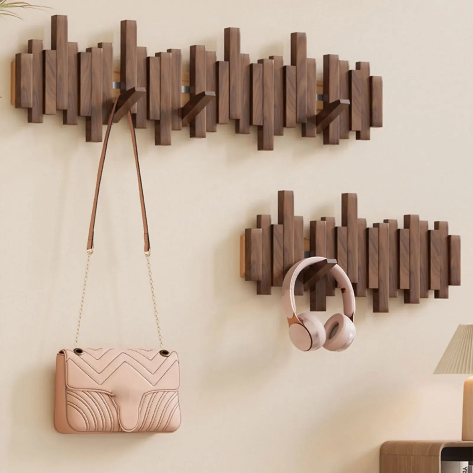Modern Wall Mounted Coat Rack Wooden With Foldable Hooks 3