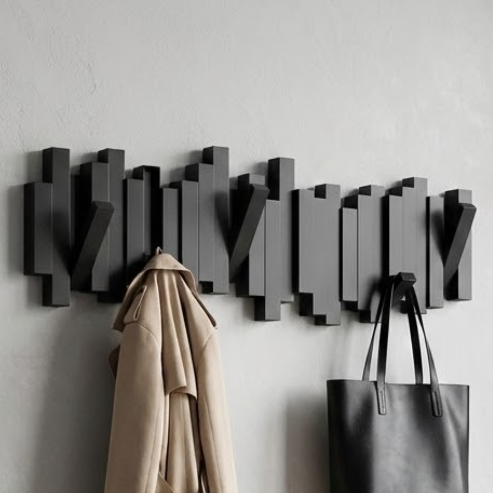 Modern Wall Mounted Coat Rack Wooden With Foldable Hooks 97