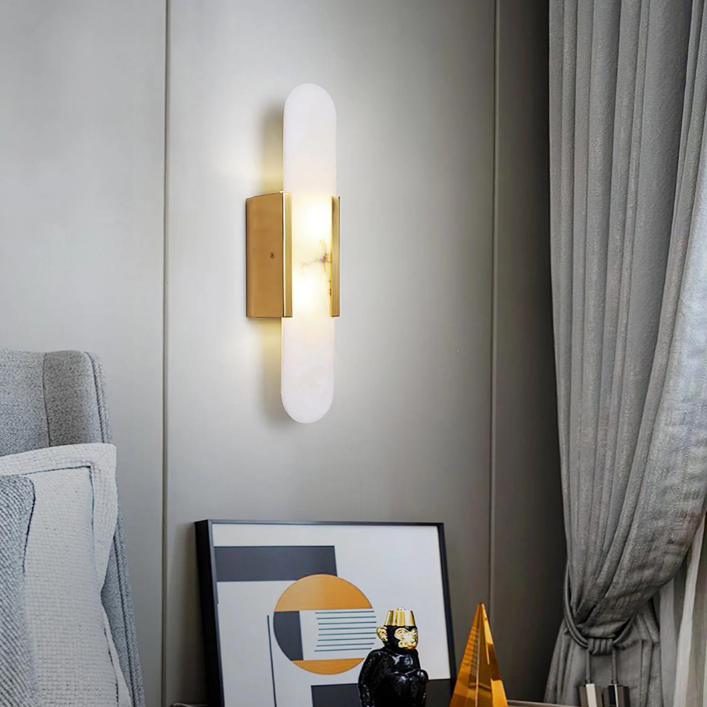 Modern Wall Sconce Lighting – Elongated Alabaster Wall Lamp for Elegant Illumination 5