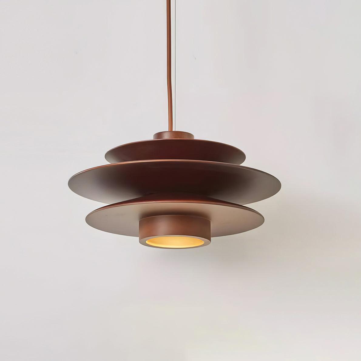 Modern Walnut Pendant Light with Tiered Design – Kitchen Hanging Light 0