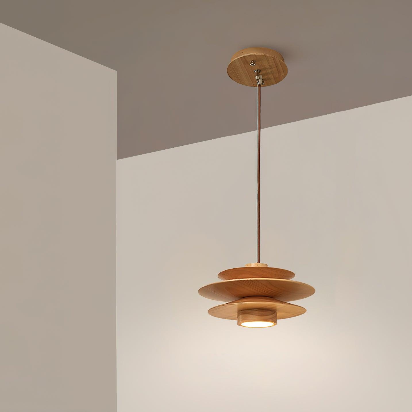Modern Walnut Pendant Light with Tiered Design – Kitchen Hanging Light 3