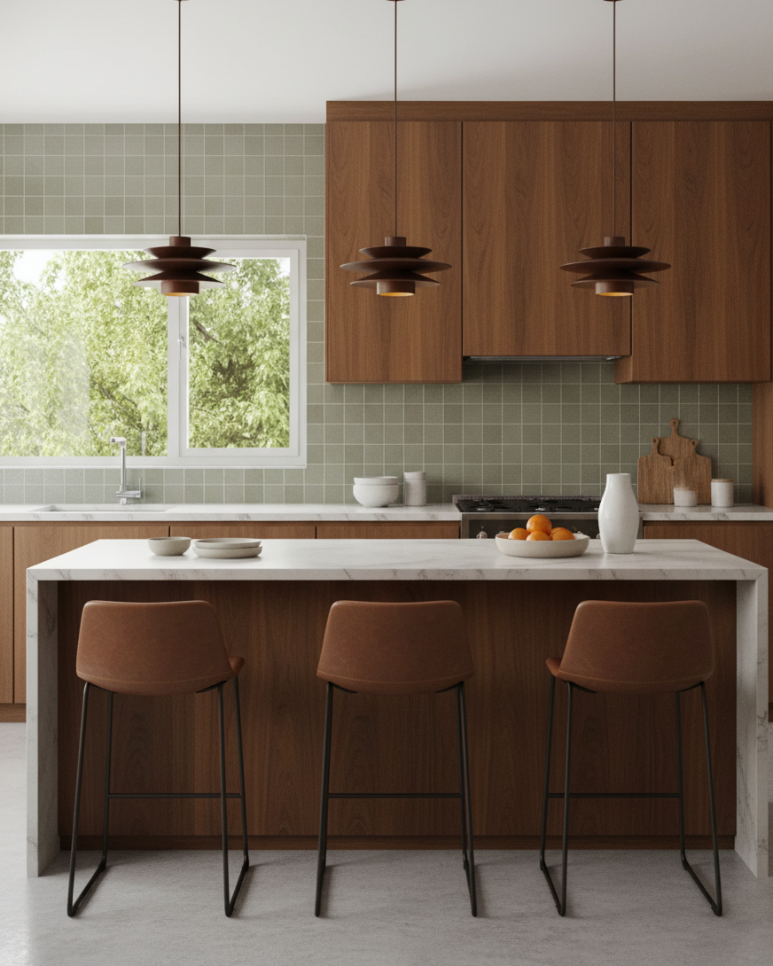 Modern Walnut Pendant Light with Tiered Design – Kitchen Hanging Light 7