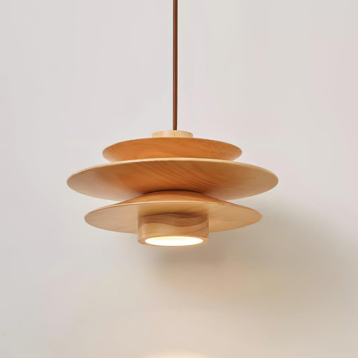 Modern Walnut Pendant Light with Tiered Design – Kitchen Hanging Light 9