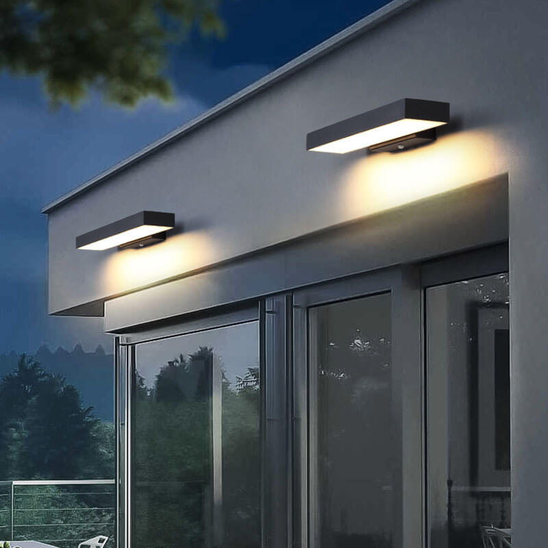 Modern Waterproof LED Outdoor Wall Lantern with Motion Sensor – Rectangular Design for Exterior Use 0