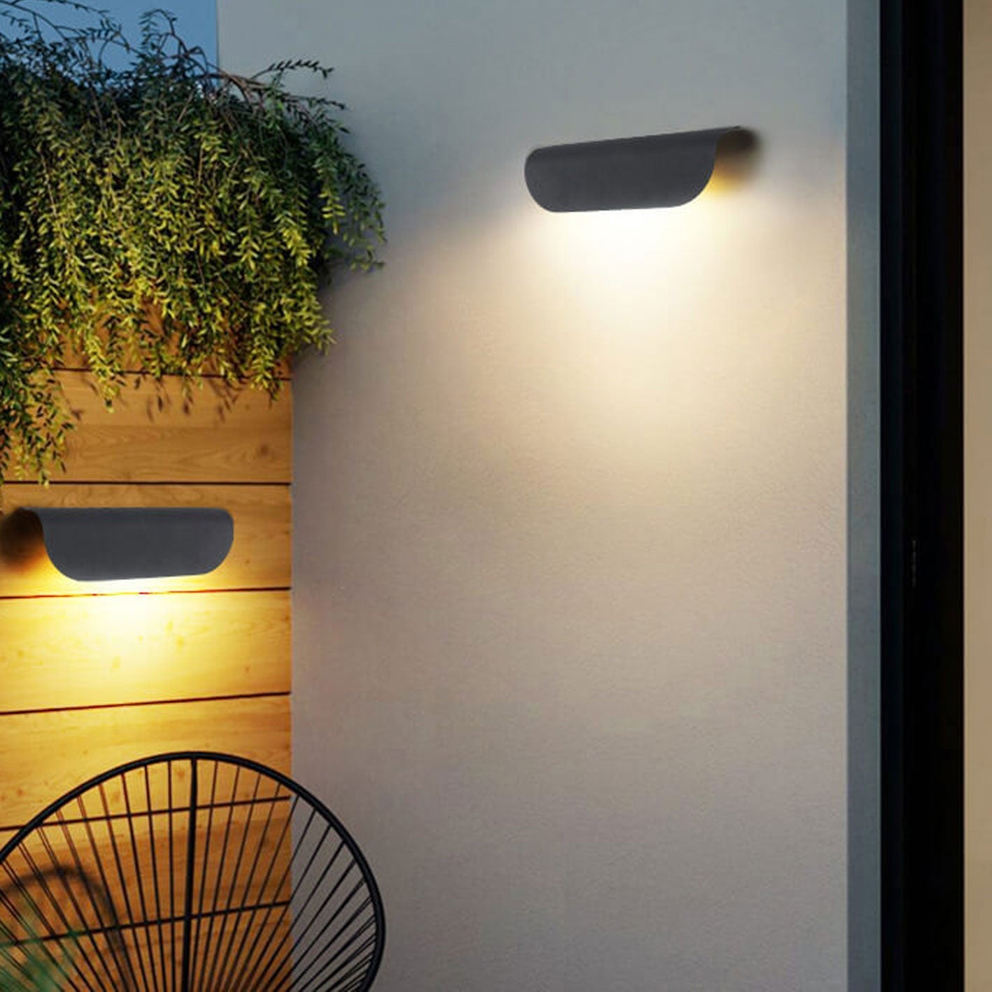 Modern Waterproof LED Outdoor Wall Sconce Lamp – Curved Design for Exterior Use, 1000 Lumens, Easy Installation 0