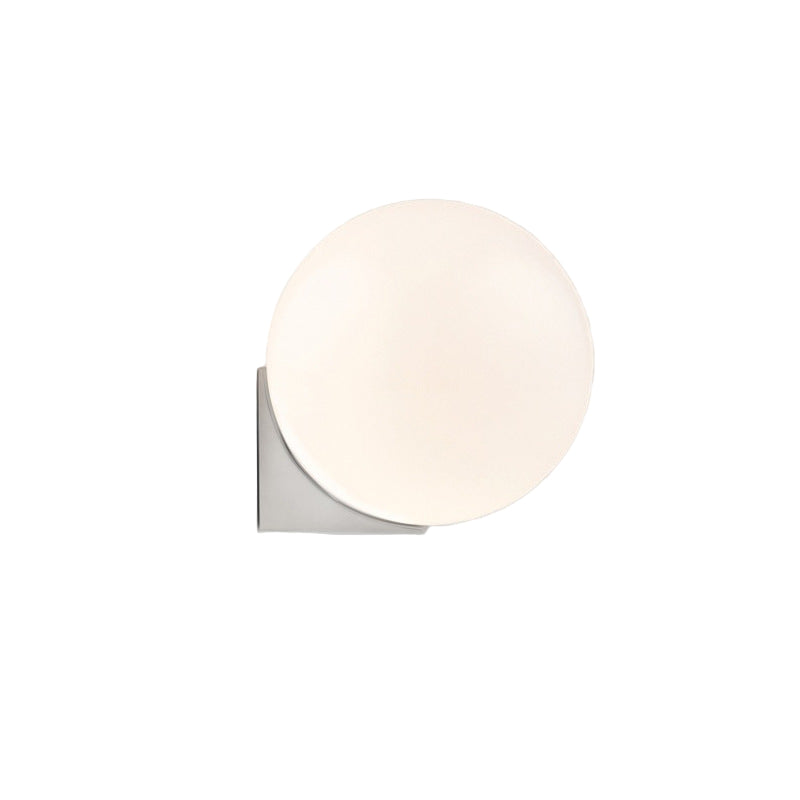 Modern White Glass Globe Wall Light with Silver Base - Ambient Sconce 0