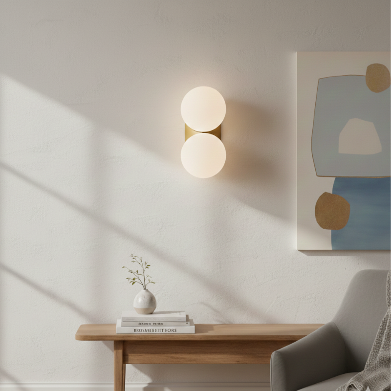 Modern White Glass Globe Wall Light with Silver Base - Ambient Sconce 12