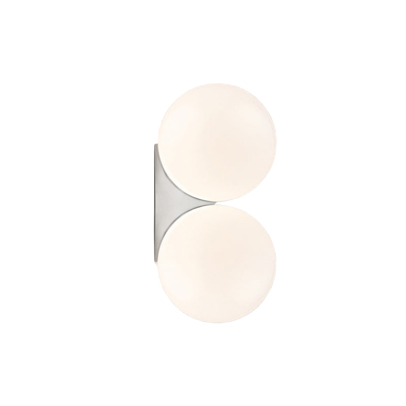 Modern White Glass Globe Wall Light with Silver Base - Ambient Sconce 2