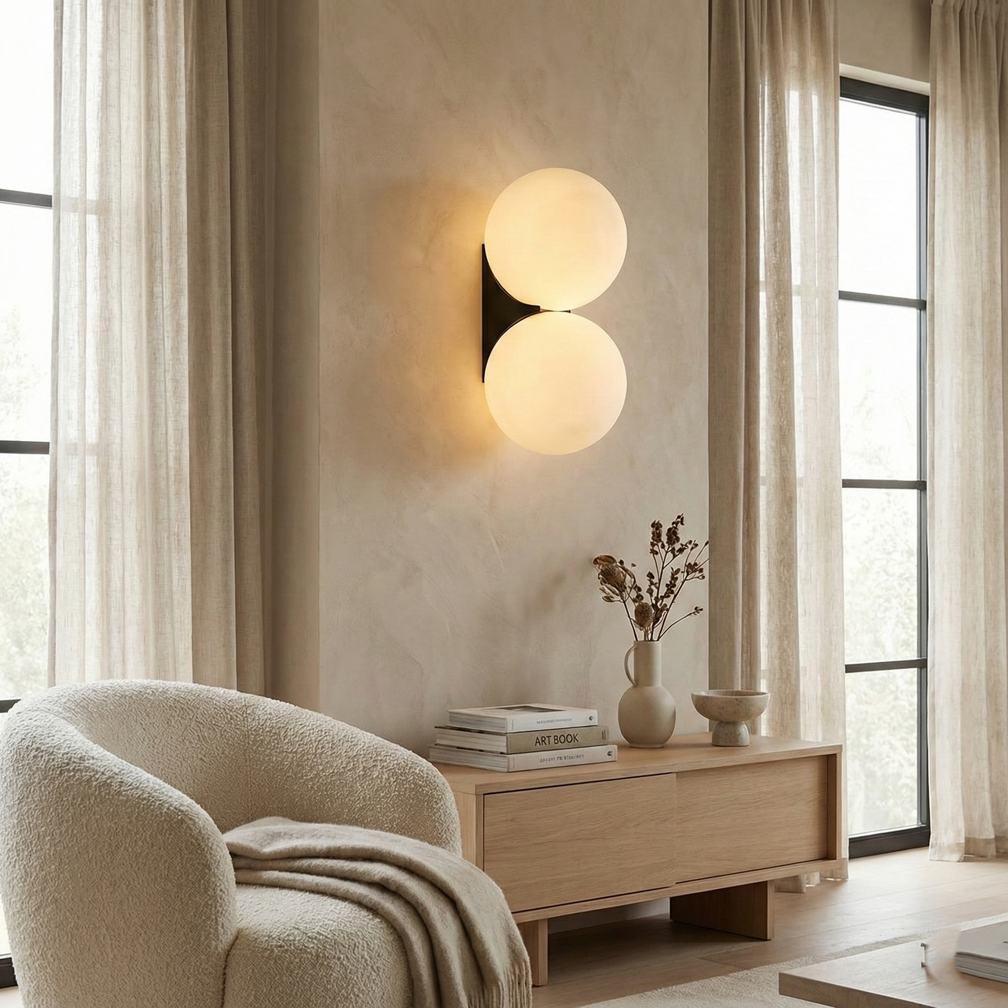 Modern White Glass Globe Wall Light with Silver Base - Ambient Sconce 4