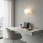 Modern White Glass Globe Wall Light with Silver Base - Ambient Sconce 6