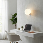 Modern White Glass Globe Wall Light with Silver Base - Ambient Sconce 8