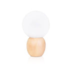 Modern Wood Table Lamp with Glass Orb Shade – Stylish Bedside or Desk Lamp in White and Beige Finish 8