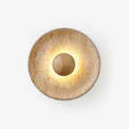Modern Yellow Travertine Wall Sconce With Wood Base 1