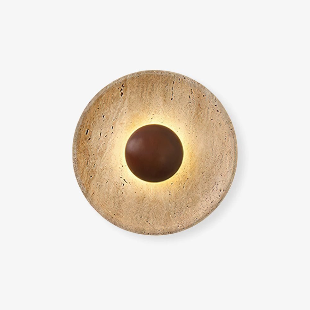 Modern Yellow Travertine Wall Sconce With Wood Base 8