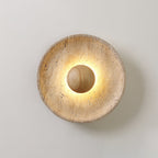 Modern Yellow Travertine Wall Sconce With Wood Base 9