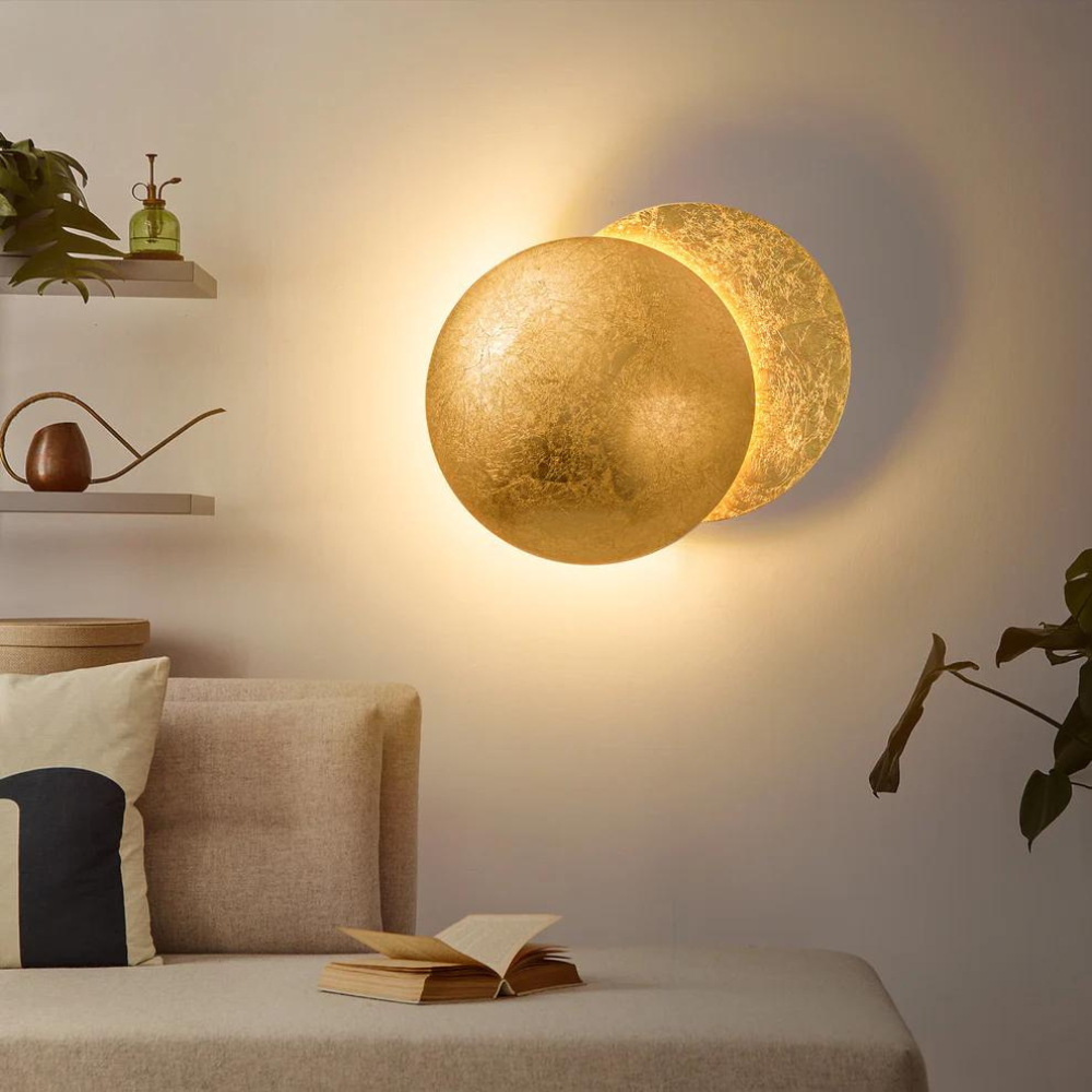 Moon-Phase Wall Sconce – Unique Metal Wall Lamp for Ambient Lighting – Modern Design 1