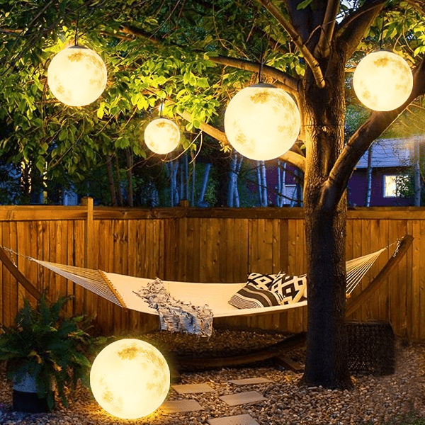 Moon-Shaped LED Outdoor Garden Pendant Light – Weather-Resistant Hanging Lamp for Patios and Paths 0