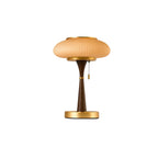 Mushroom Inspired Bedside Lamp Metal Glass Amber Finish 0