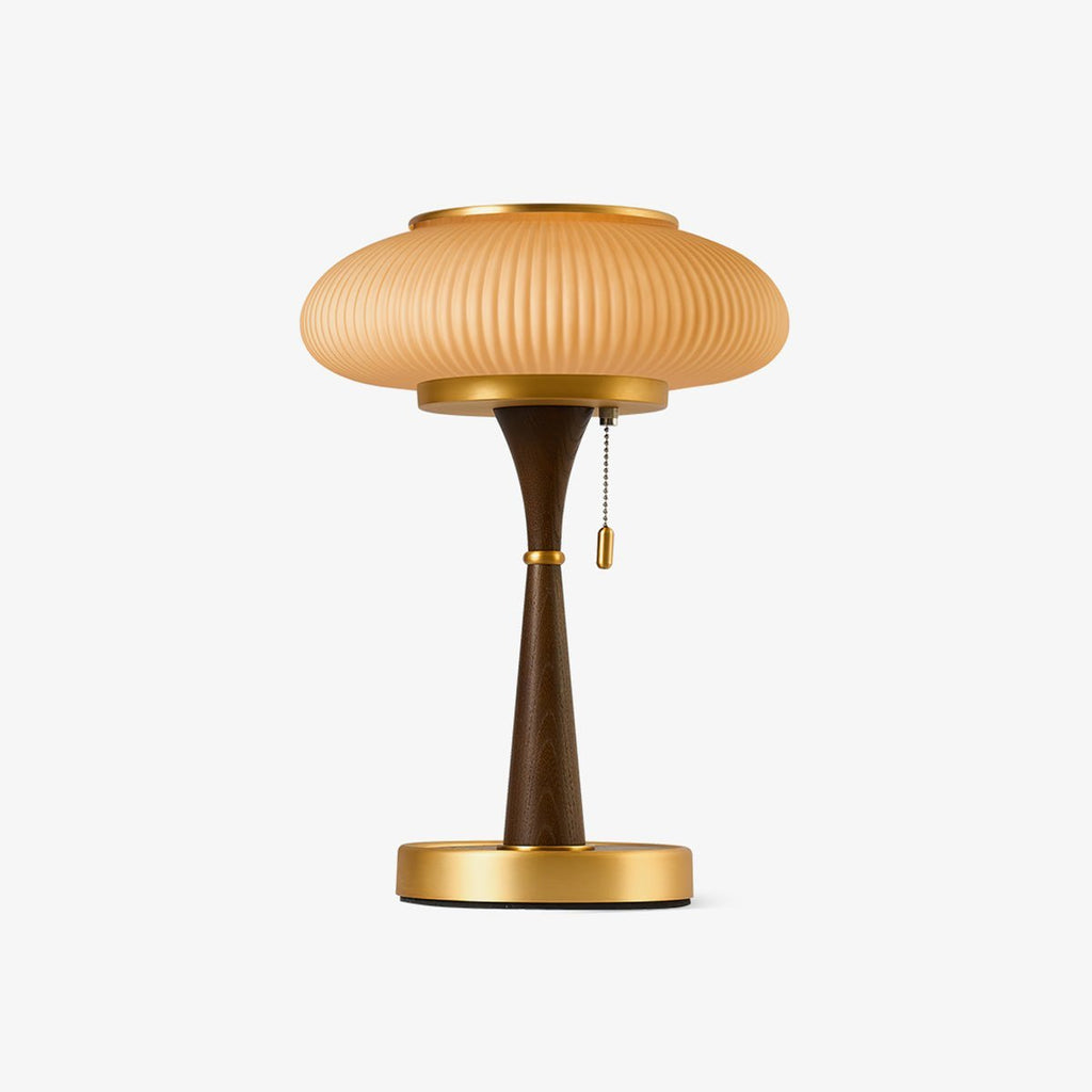 Mushroom Inspired Bedside Lamp Metal Glass Amber Finish 1