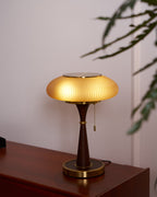 Mushroom Inspired Bedside Lamp Metal Glass Amber Finish 3