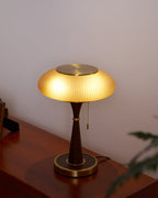 Mushroom Inspired Bedside Lamp Metal Glass Amber Finish 5
