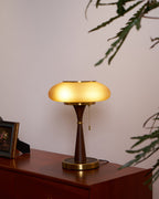 Mushroom Inspired Bedside Lamp Metal Glass Amber Finish 7