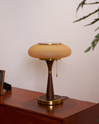 Mushroom Inspired Bedside Lamp Metal Glass Amber Finish 8