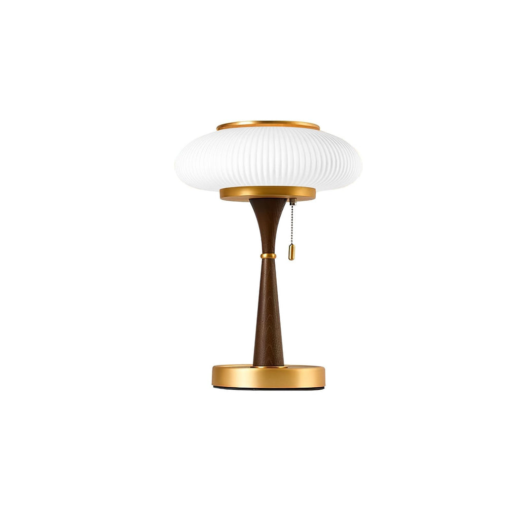 Mushroom Inspired Bedside Lamp Metal Glass Amber Finish 9