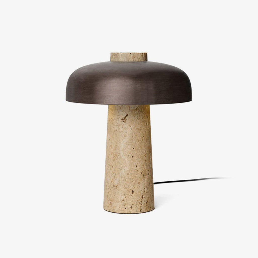 Natural Elegance Table Lamp Yellow Travertine Black Shade 1