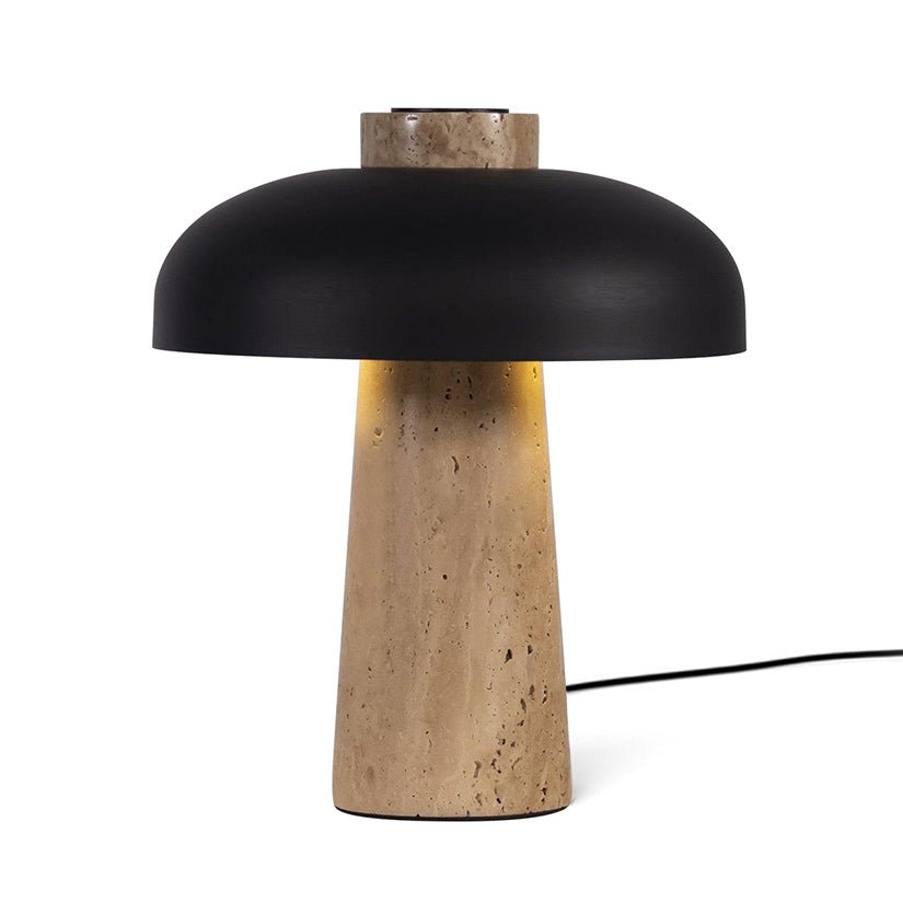 Natural Elegance Table Lamp Yellow Travertine Black Shade 11