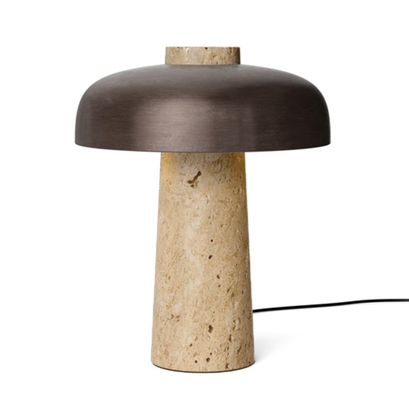 Natural Elegance Table Lamp Yellow Travertine Black Shade 12