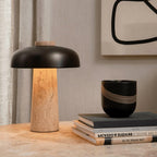 Natural Elegance Table Lamp Yellow Travertine Black Shade 3