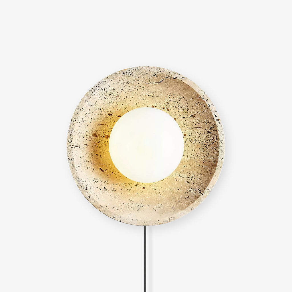 Natural Stone LED Wall Sconce With Round Base Finish 1