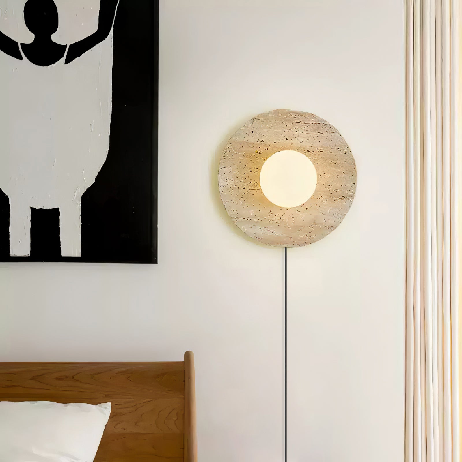Natural Stone LED Wall Sconce With Round Base Finish 2