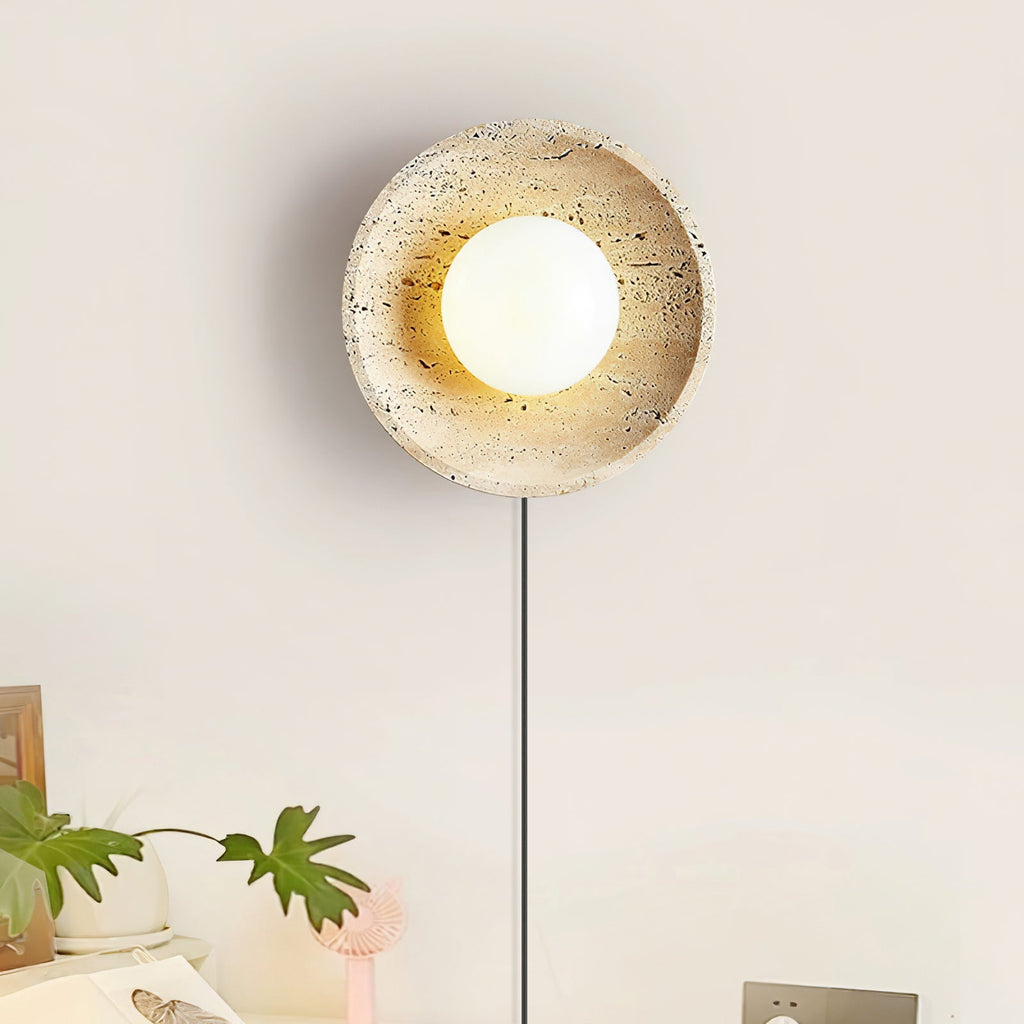 Natural Stone LED Wall Sconce With Round Base Finish 5