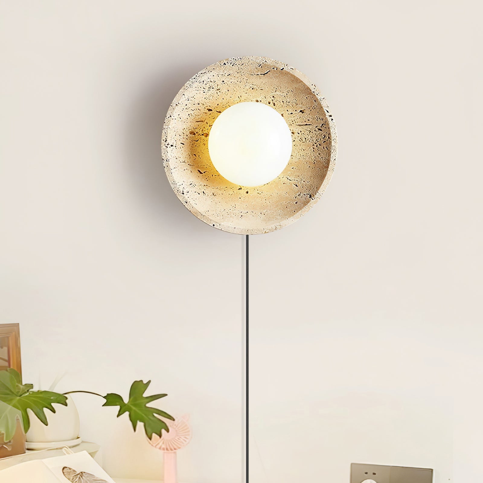 Natural Stone LED Wall Sconce With Round Base Finish 5