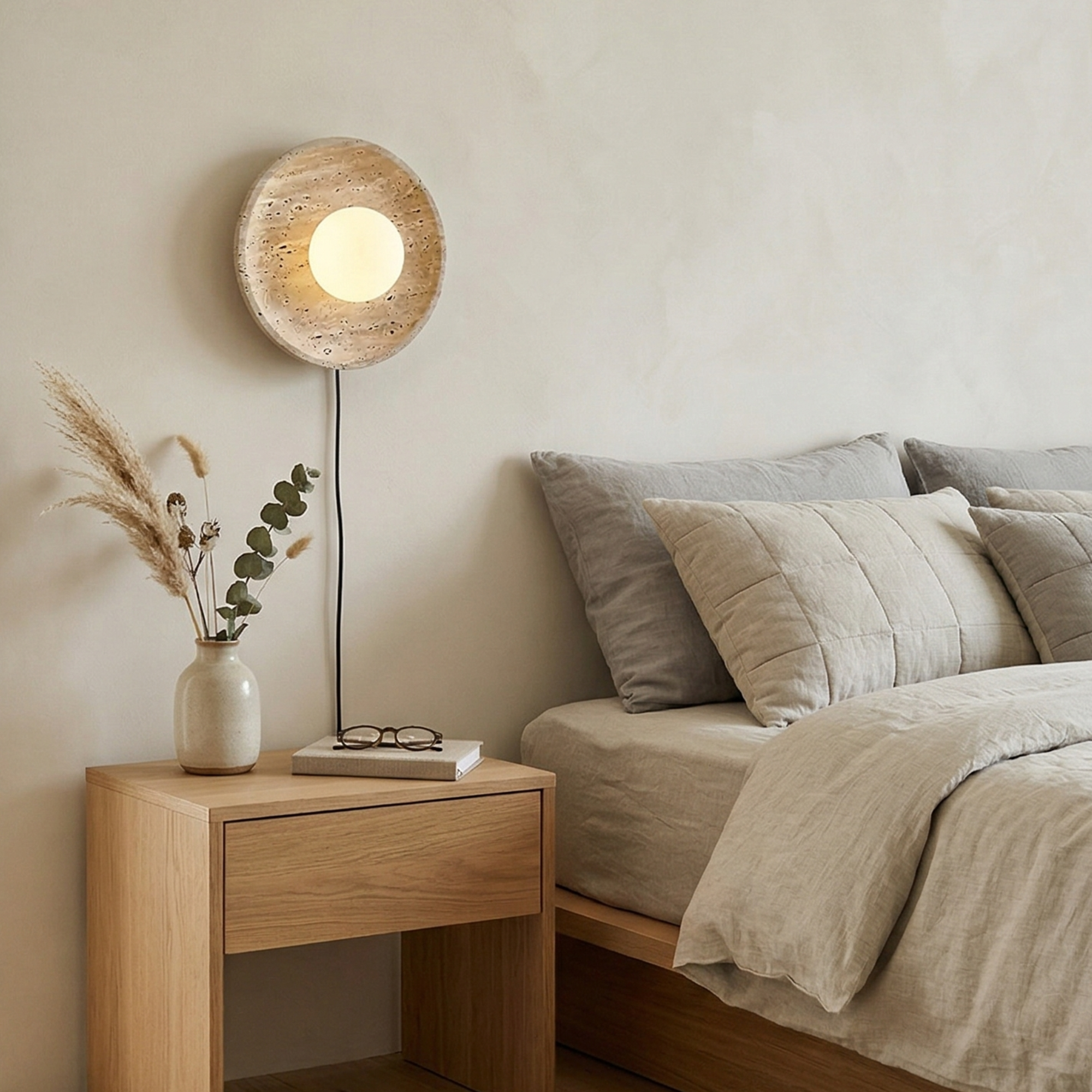 Natural Stone LED Wall Sconce With Round Base Finish 99