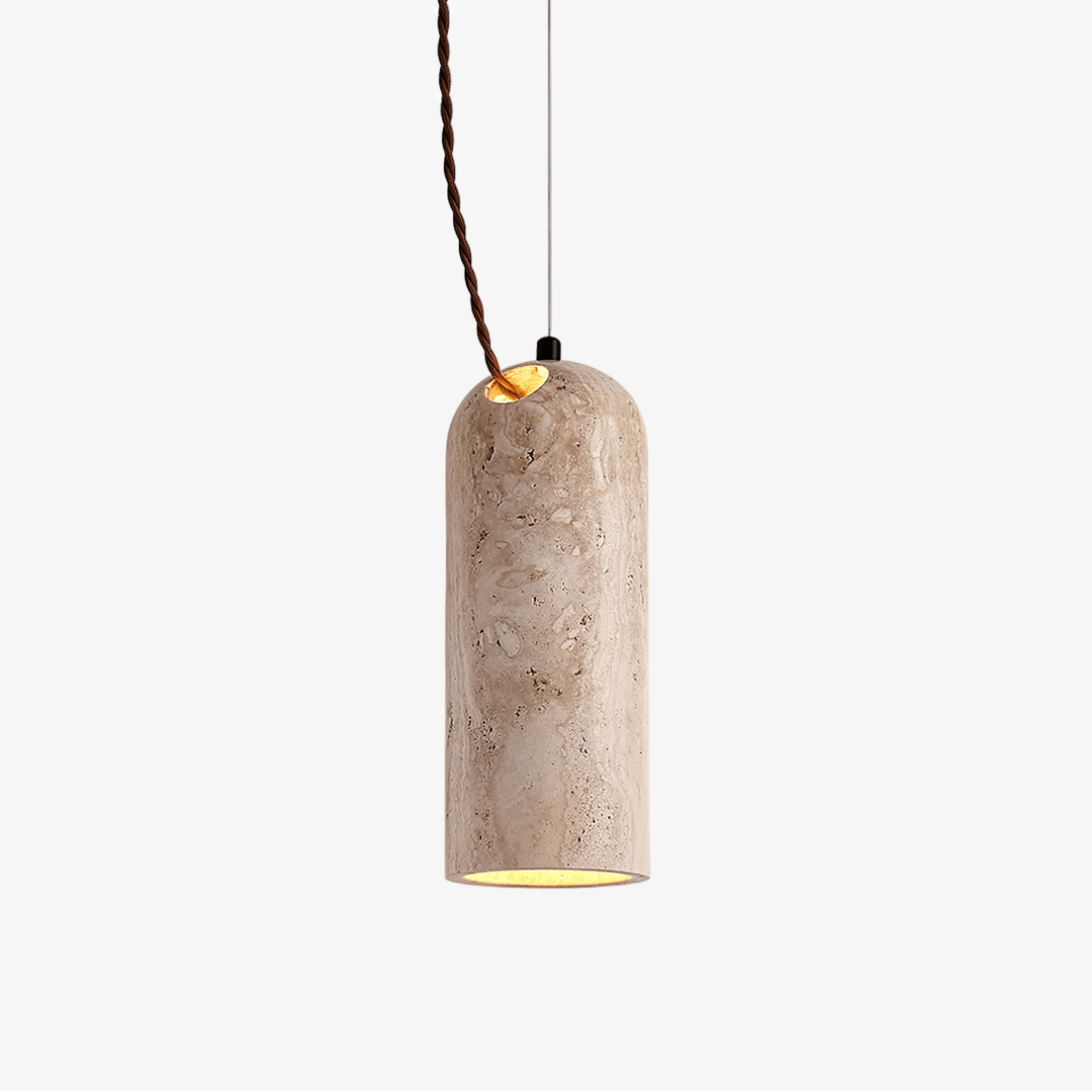 Natural Stone Pendant Light - Yellow Travertine Hanging Light for Kitchen 0