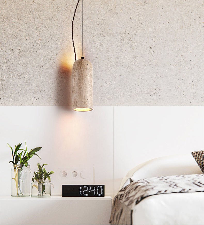 Natural Stone Pendant Light - Yellow Travertine Hanging Light for Kitchen 3