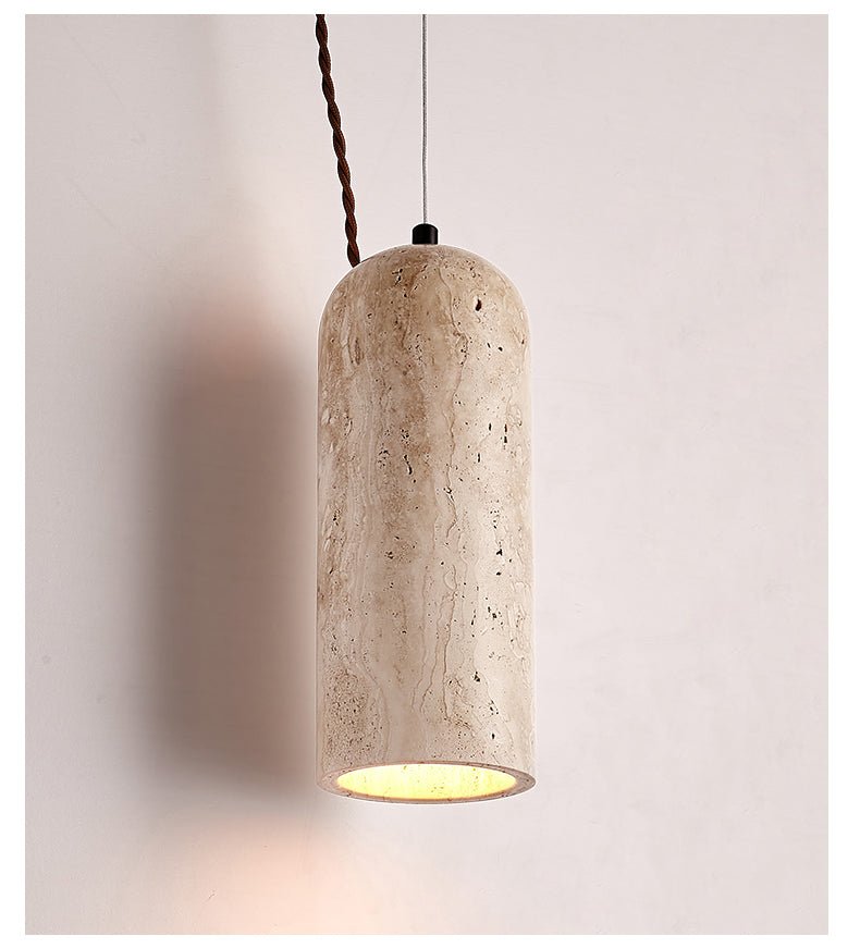 Natural Stone Pendant Light - Yellow Travertine Hanging Light for Kitchen 7
