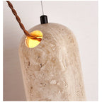 Natural Stone Pendant Light - Yellow Travertine Hanging Light for Kitchen 8