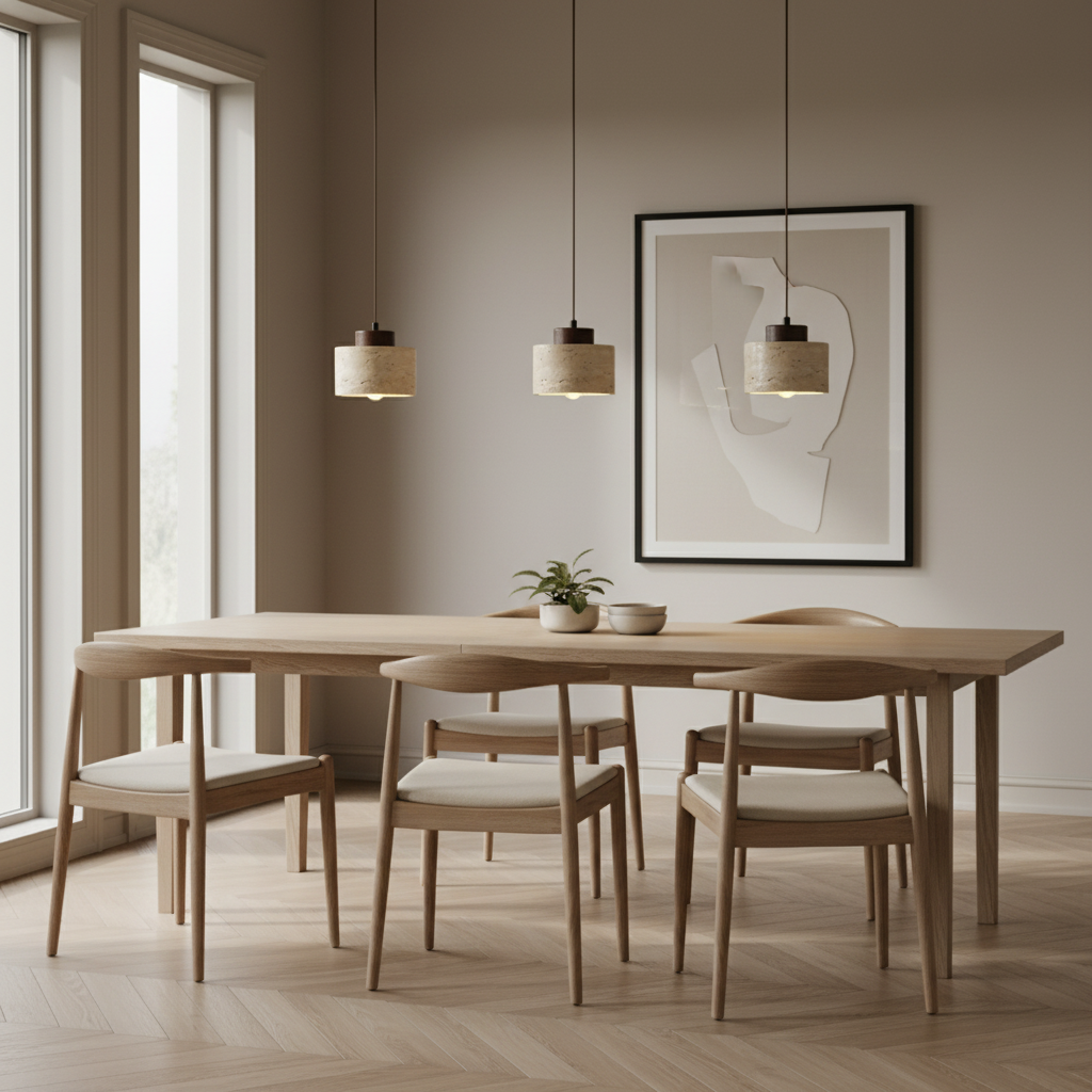 Natural Travertine Pendant Light – Nordic Minimalist Kitchen Pendant Lighting 14